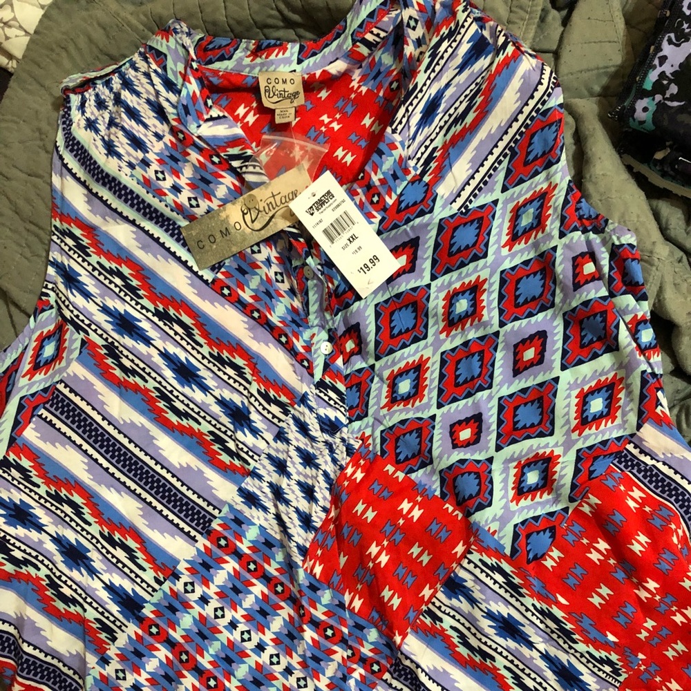 Sleeveless shirt como vintage patriotic xxl NWT